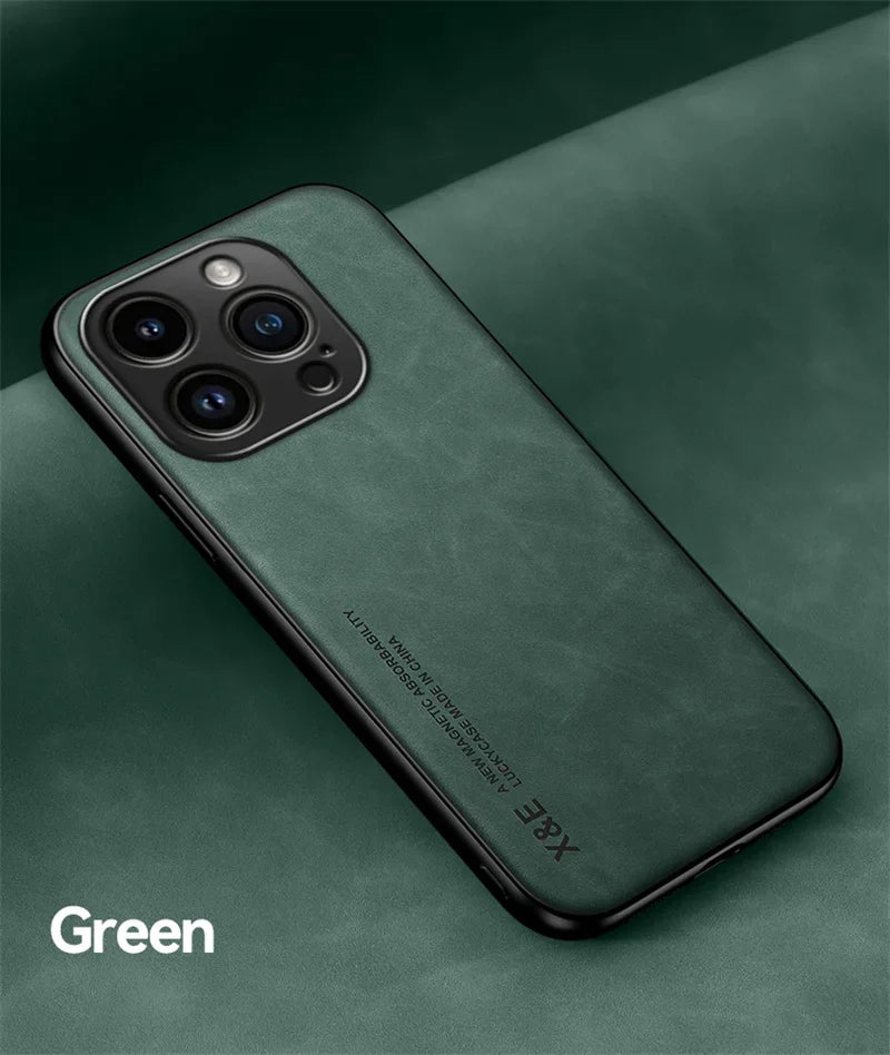 Luxury Magnetic Leather Case For iPhone 16 15 14 13 12 11 Pro Max Mini Plus XR XS X SE 15Pro Shockproof TPU Silicone Back 2026