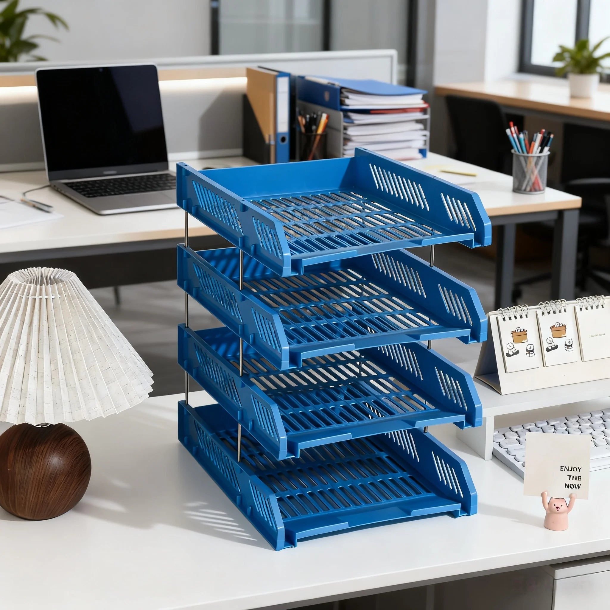 Four-Layer File Tray with Hollow File Compartments, Detachable Storage Rack, File Frame for Organizing Documents, Multi-Layer and Thickened
