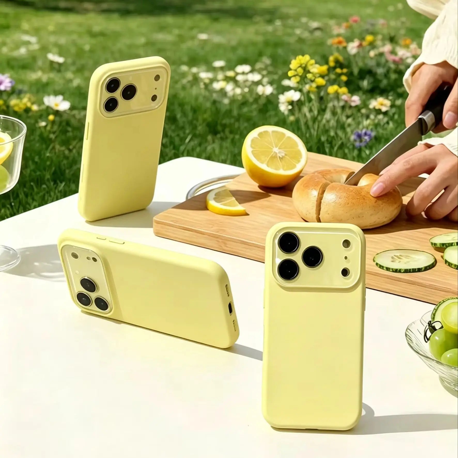 Caseative Solid Color with Crystal Camera Lens Protection Compatible with iPhone Case (yellow,iPhone 17 Pro Max)