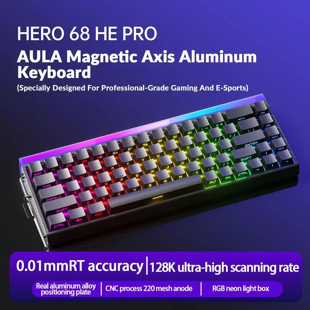 AULA HERO68HE Pro\Ultra Magnetic Gaming Keyboard 75% Magnetic Switch Keyboard Rapid Trigger for Esports PBT High Quality Keycaps