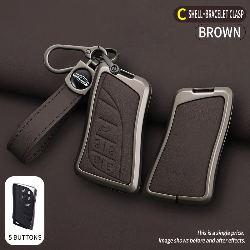 Car Zinc Alloy Leather Key Case Cover Chain For Lexus NX ES UX US RC LX IS 250h RX 350h LS 450h 260h 300h UX200 LM350H LM500H