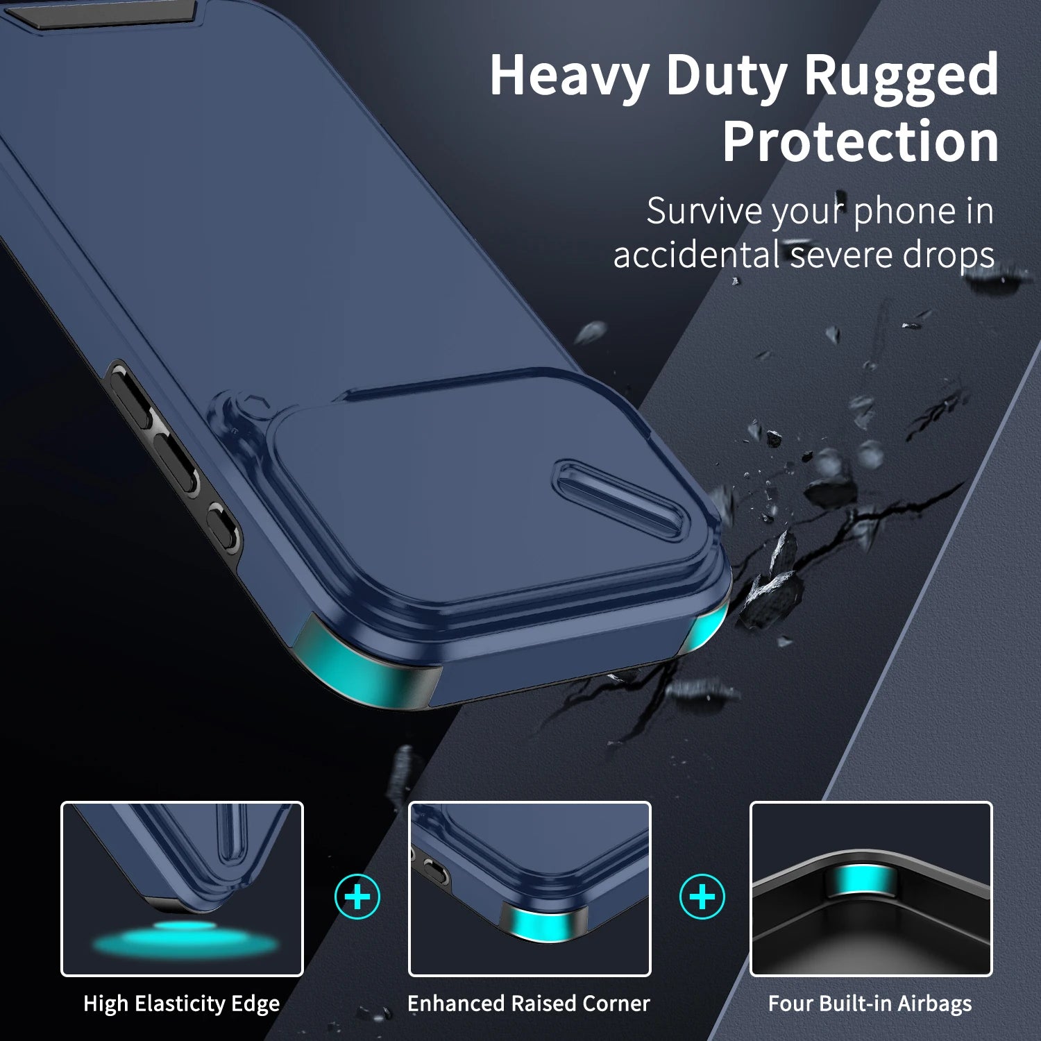 Shockproof Case For iPhone 15 14 13 12 11 16 17 Pro Max 15 Plus 16E Cover Slide Camera Protective Cases For iPhone 17 Air 17Pro