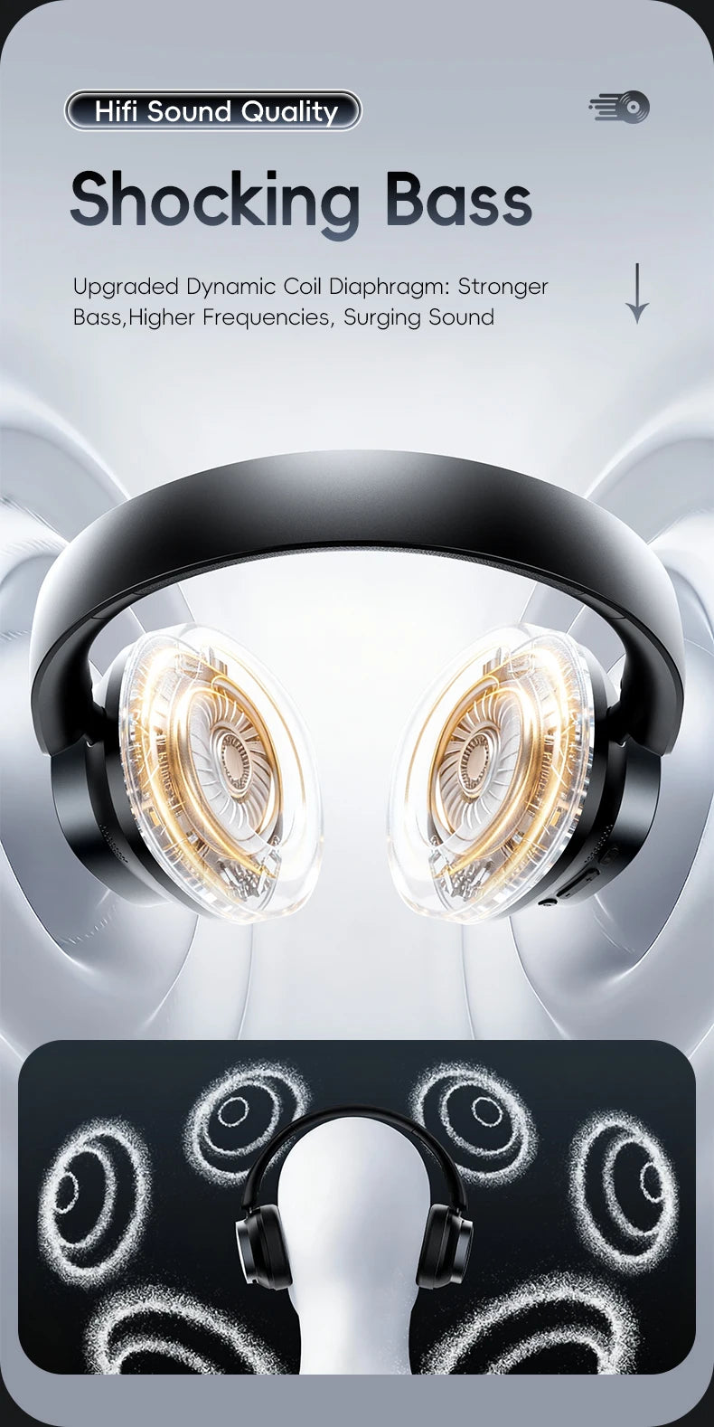 Acer Ohr633 2026 New Model Wireless Bluetooth Headphones Hifi Stereo Sound Quality Anc Call Noise Reduction Foldable Adjustable Design Built-In High-Definition Microphone Gaming Headphones