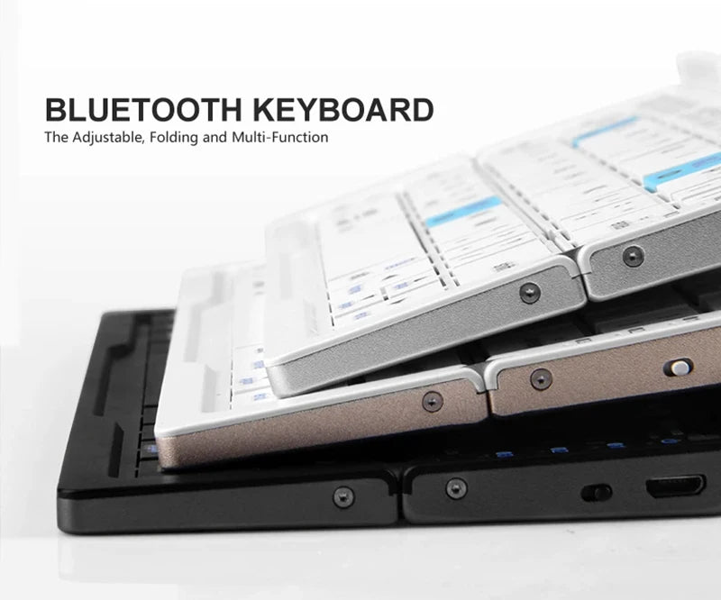 Folding Mini Keyboard Wireless Bluetooth Keypad Supported 3 Devices With Stand Rechargeable Keyboard For Phone Tablet
