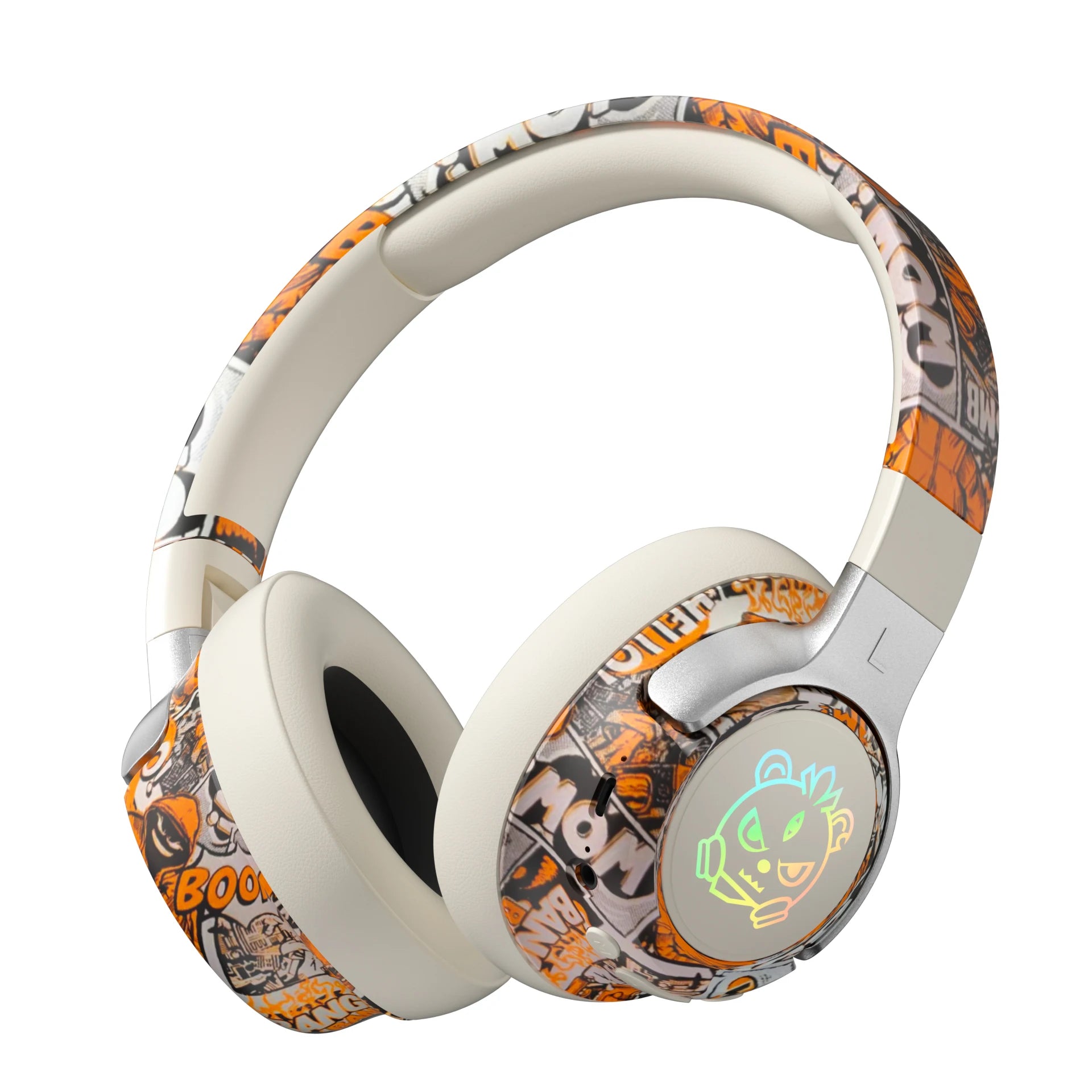 Graffiti Wireless Gaming Headphones 360° Stereo Sound, Support AUX/TF Card Mode Hi-Res Audio, Over Ear Foldable Lightweight