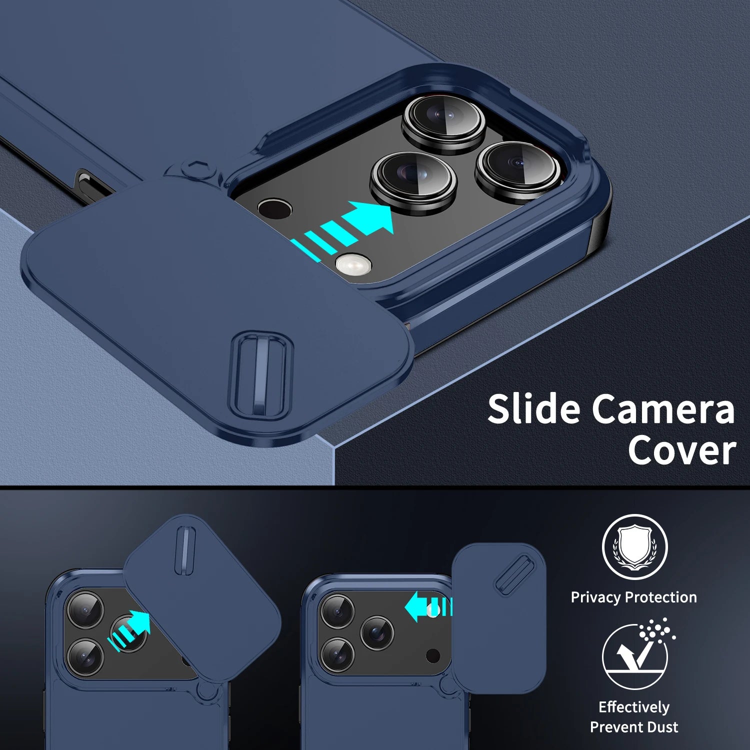 Shockproof Case For iPhone 15 14 13 12 11 16 17 Pro Max 15 Plus 16E Cover Slide Camera Protective Cases For iPhone 17 Air 17Pro