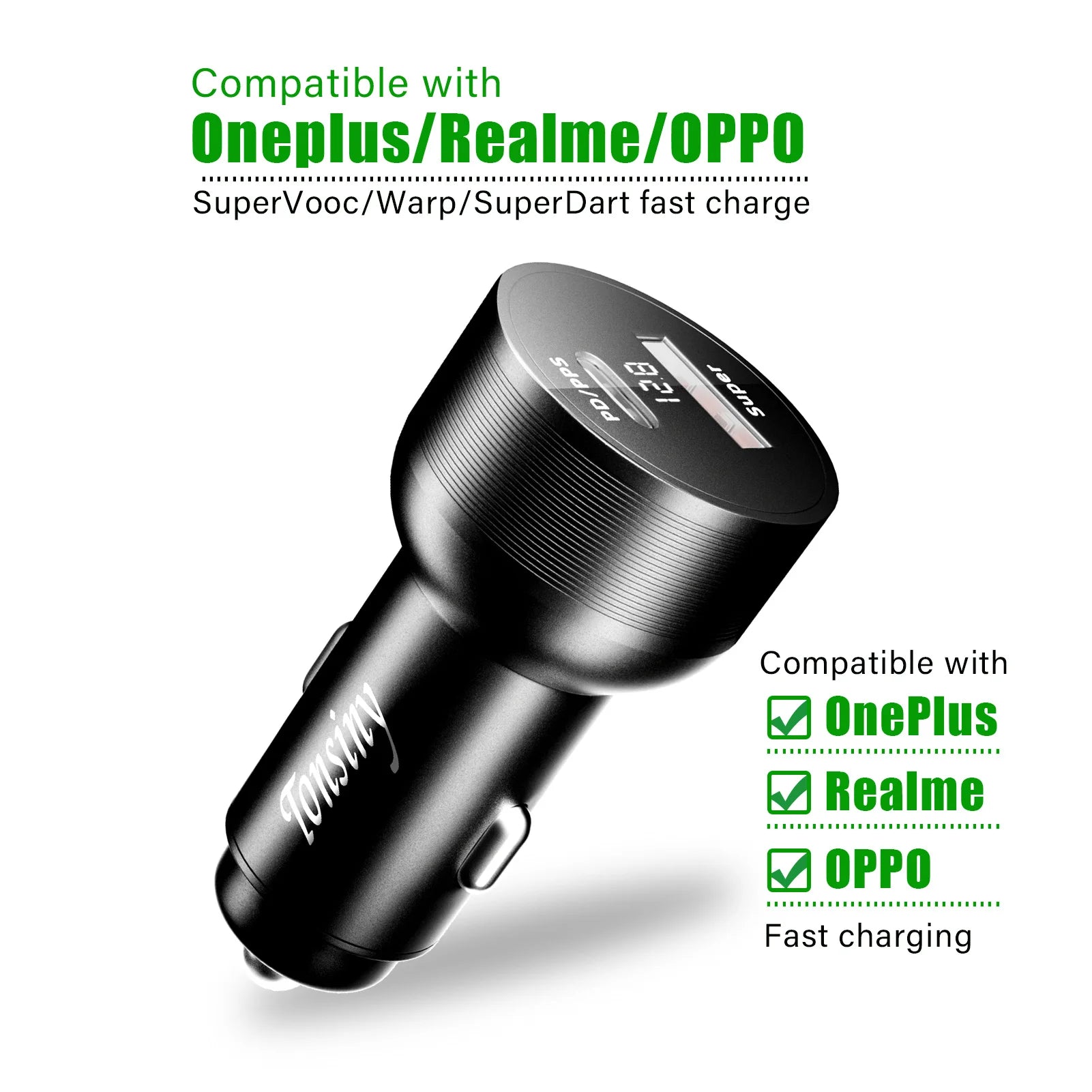 For Oneplus car charger 80W,SuperVooc car charger for OPPO,for realme car adapter superdart,for oneplus 12 10T auto charger warp