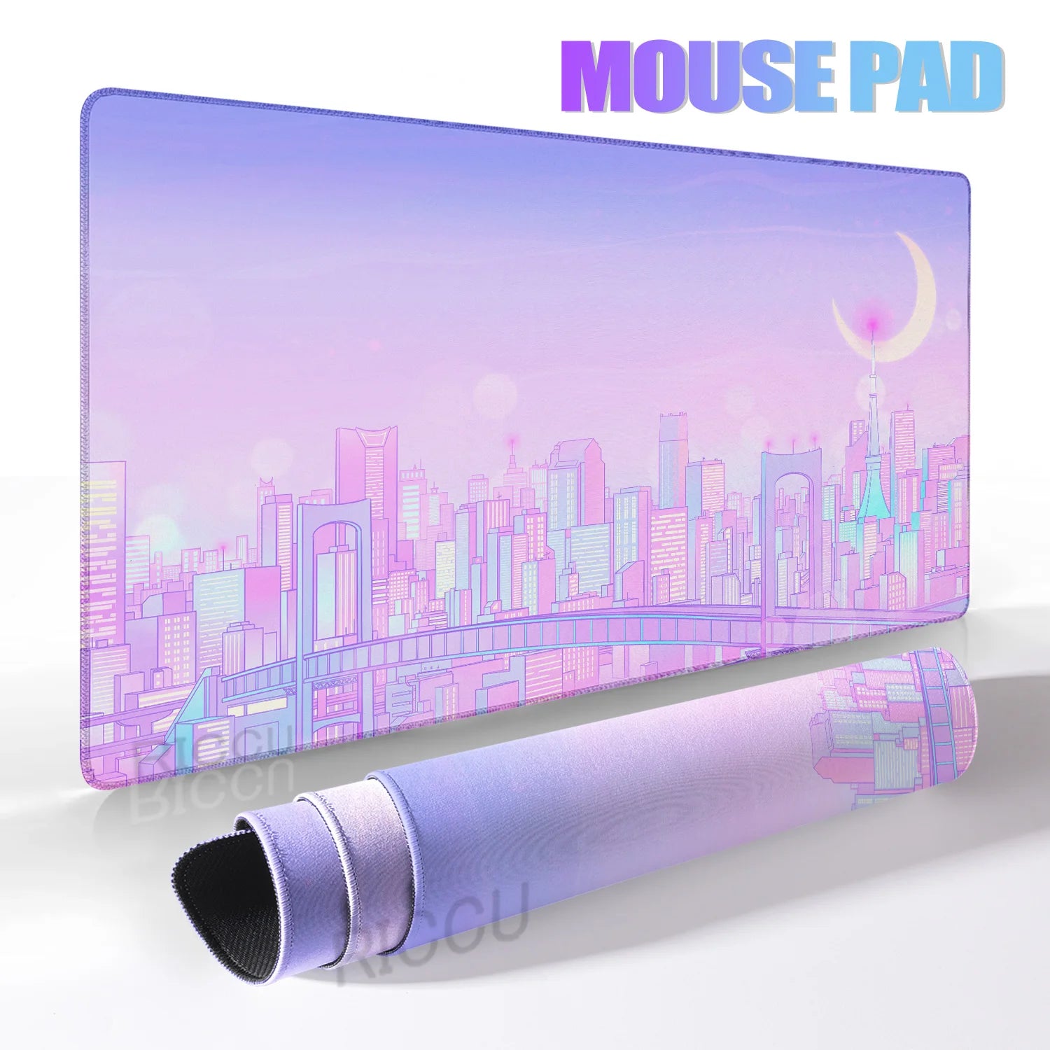 Pink Moon big Mousepad Anime Mouse Pads Gaming Mouse Pad Cartoon Non-Slip Deskmat Keyboard Mat Desk Protector Pc Accessories