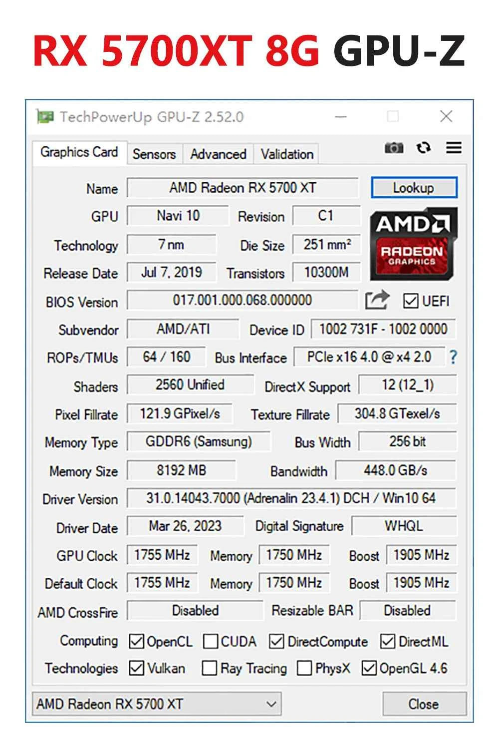 MLLSE AMD RX 5700 XT 8GB Graphics Card GDDR6 256Bit PCI-E 4.0×16 6+8Pin Radeon GPU Rx 5700XT Gaming Video Card Placa De Video