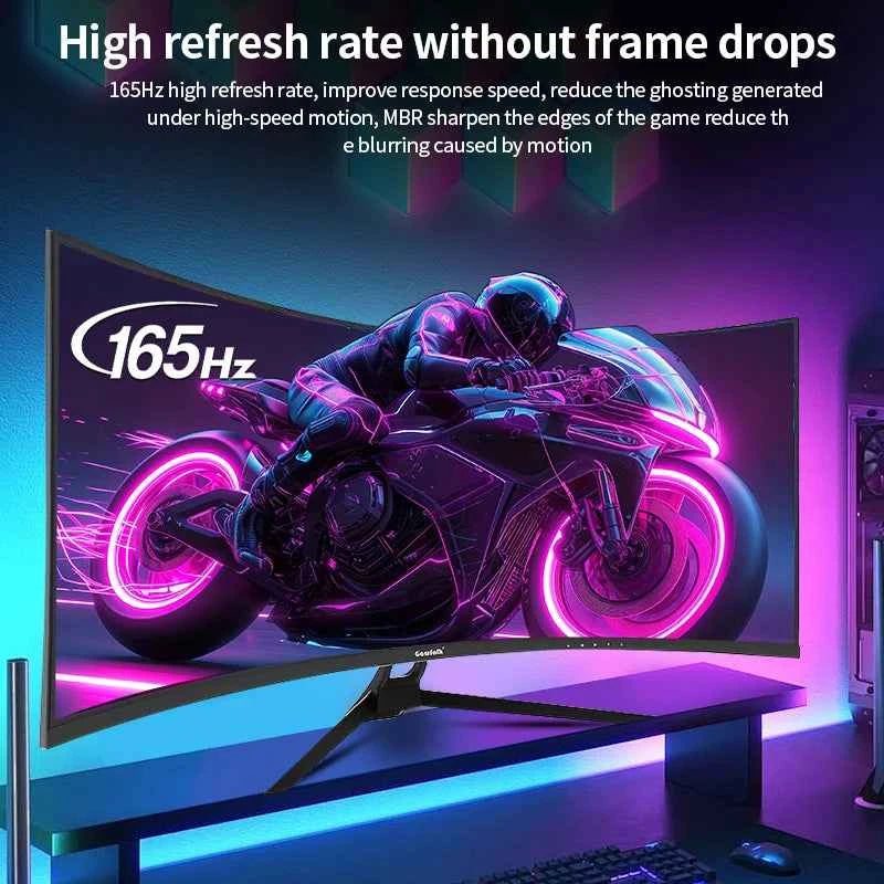 Gawfolk 34 Inch Ultrawide Curved Gaming Monitor, 1500R PC Screen 165hz UWQHD 4K, Curved Computer Screen with FreeSync, Support W
