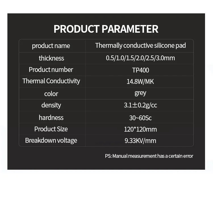 TUECER GPU CPU Thermal Pad Heatsink Cooling Conductive Silicone Pad 80x40/100x100mm High Quality Thermal Pad thermal insulation