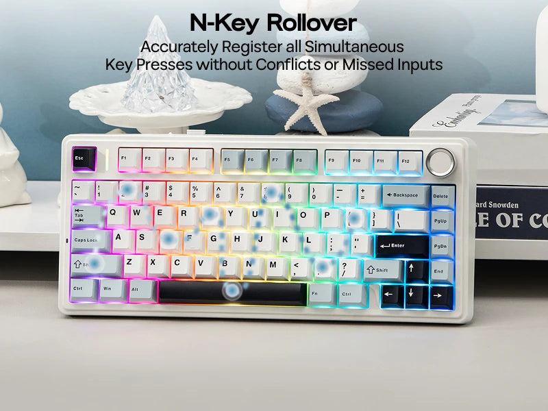 EPOMAKER x AULA F75 75% ANSI Layout Hot-Swap Wired/Bluetooth/2.4GHz Wireless Mechanical Keyboard With Multimedia Control Knob