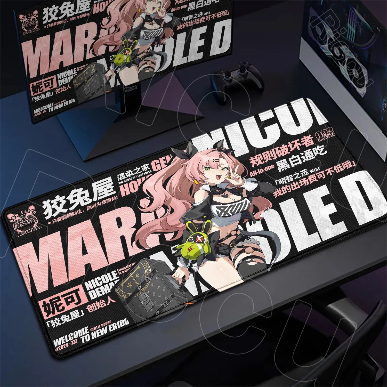 Hot Game Zenless Zone Zero New Mousepad 900x400mm Laptop Non-slip Keyboard Desk Pad XXL Anime Girl Hoshimi Miyabi Rubber Playmat