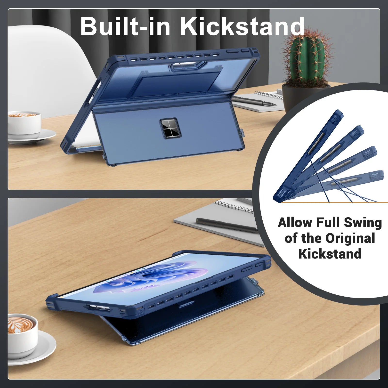 Case for Microsoft Surface Pro 11, Surface Pro 10, Surface Pro 9 13 Inch, All-in-One Rugged Cover with Kickstand Protective Case