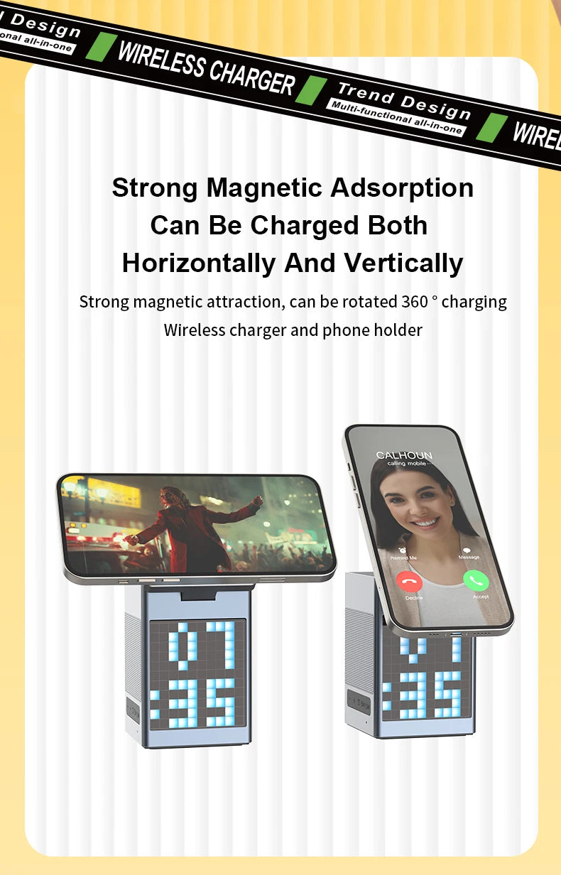 Qi2 3 in 1 Wireless Charger With Bluetooth Speaker For iPhone 17 16 15 14 13 12 Fast Charging Station For Apple Watch 10 9 8 7 6