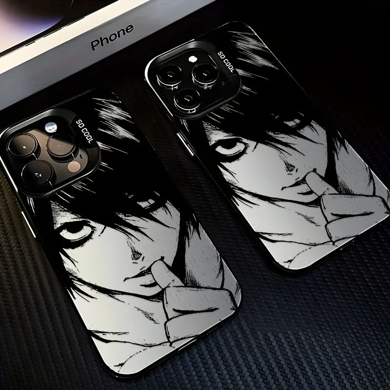 Cool anime character Death Note pattern phone case for iPhone 16, 15, 14, 13, 12, 11 Pro Max Plus