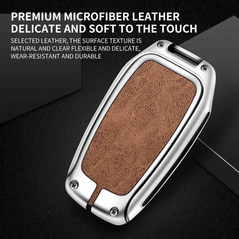 Zinc Alloy Leather Car Key Case Protective Case for Toyota CHR Hilux Fortuner Land Cruiser 200 Camry Corolla Crown RAV4 Highland