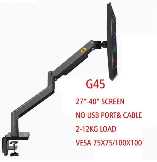 NB G40 22-40 inch Monitor Screen Desktop Mount Gas Spring Arm Computer Holder 360 Rotate 3-15kgs with USB 3.0 Port Clamp Grommet