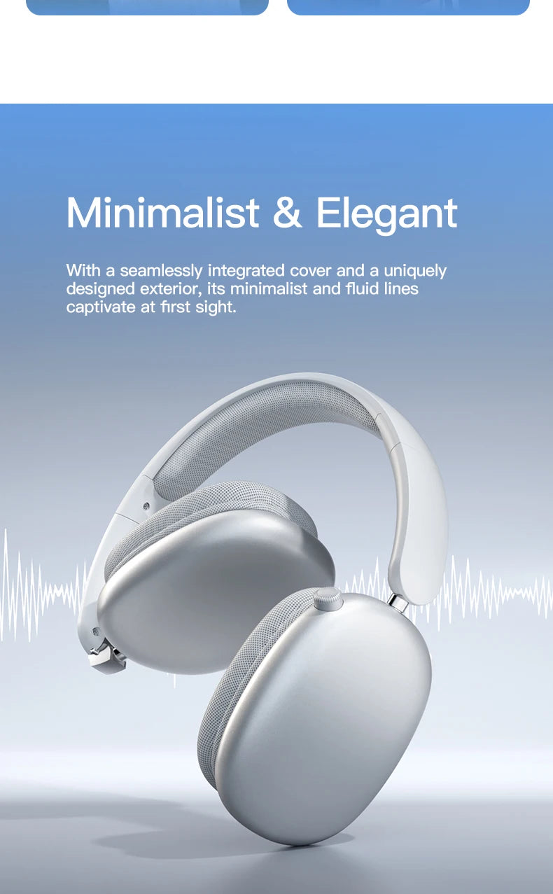 Wireless Bluetooth Headphones Over-Ear, Hi-Res Audio, Sport Headphone, Foldable Stereo, Travel Headphones, Silver