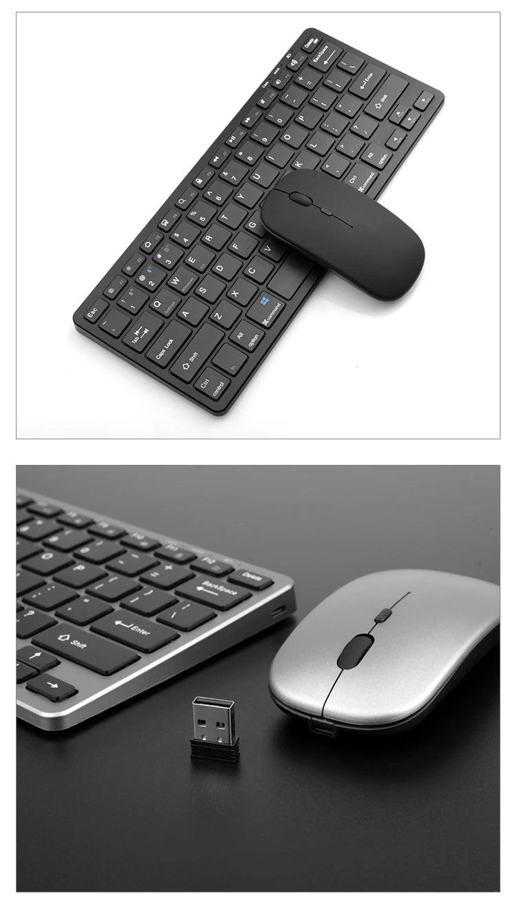 2.4G and Bluetooth Mini Keyboard Wireless keyboard and mouse Set For Notebook Laptop Desktop PC Tablet iPad Android Macbook