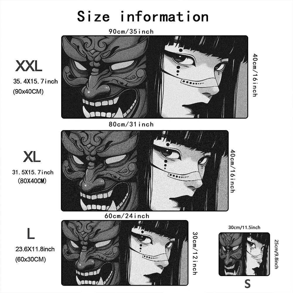 Mask anime girl Mouse Pad Large Computer Office Game Table Mats XXL Rubber Anti-slip Gaming Keyboard Mousepads Long Desk Pads