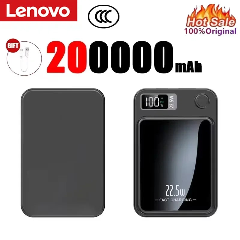 Lenovo New 500000mAh Magnetic Power Bank Fast Wireless Charging Portable Auxiliary Battery for MagSafe Samsung Huawei iPhone
