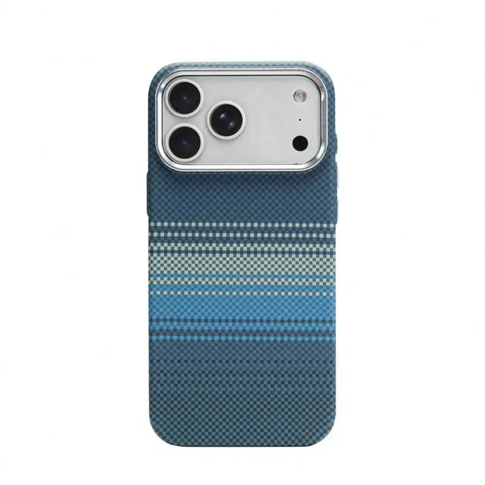 Suitable for iPhone 17 Pro Kevlar Pattern Phone Case, Carbon Fiber 16 Metal Lens, 17e Magnetic Protective Cover