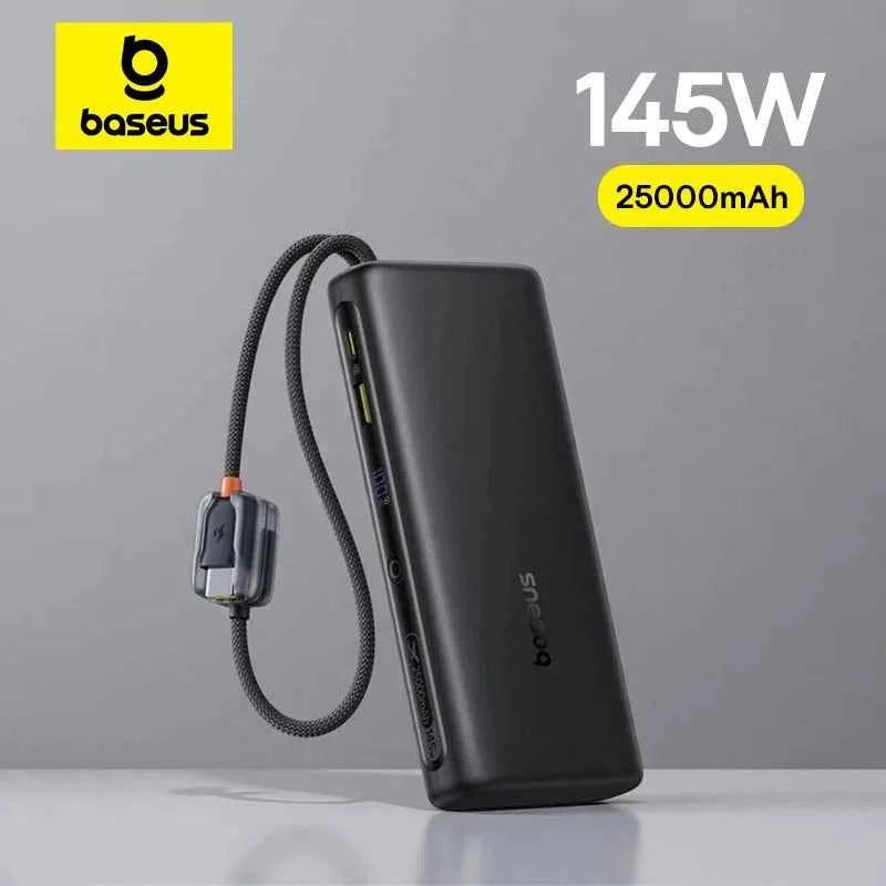 Baseus 145W Power Bank 25000mAh Fast Charging Built-In Type-C Cable Portable Battery Charger for iPhone Samsung MacBook Tablet