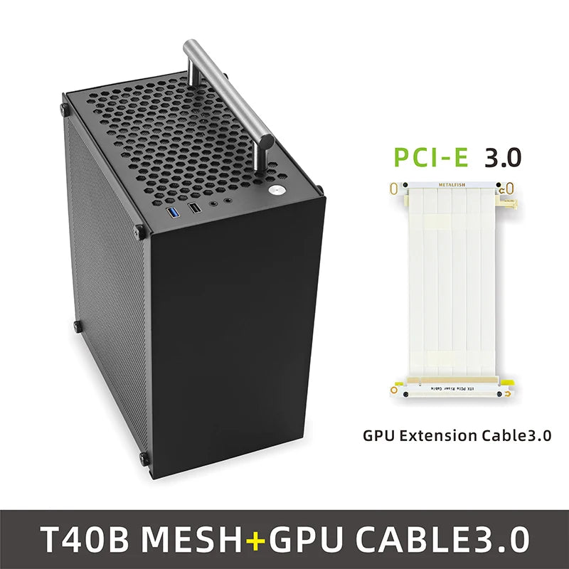 METALFISH T40 Mini ITX Case 7L Acrylic Or Mesh Side Panel and Portable Handle Support SFX PSU/206mm GPU