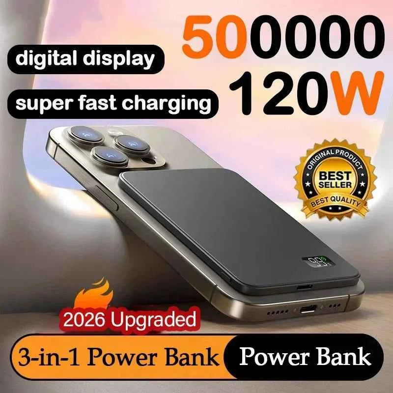 Wireless Magnetic 500000mAh Power Bank Fast Charging Portable PD22.5W External Battery for Magsafe for iPhone17 Samsung Xiaomi