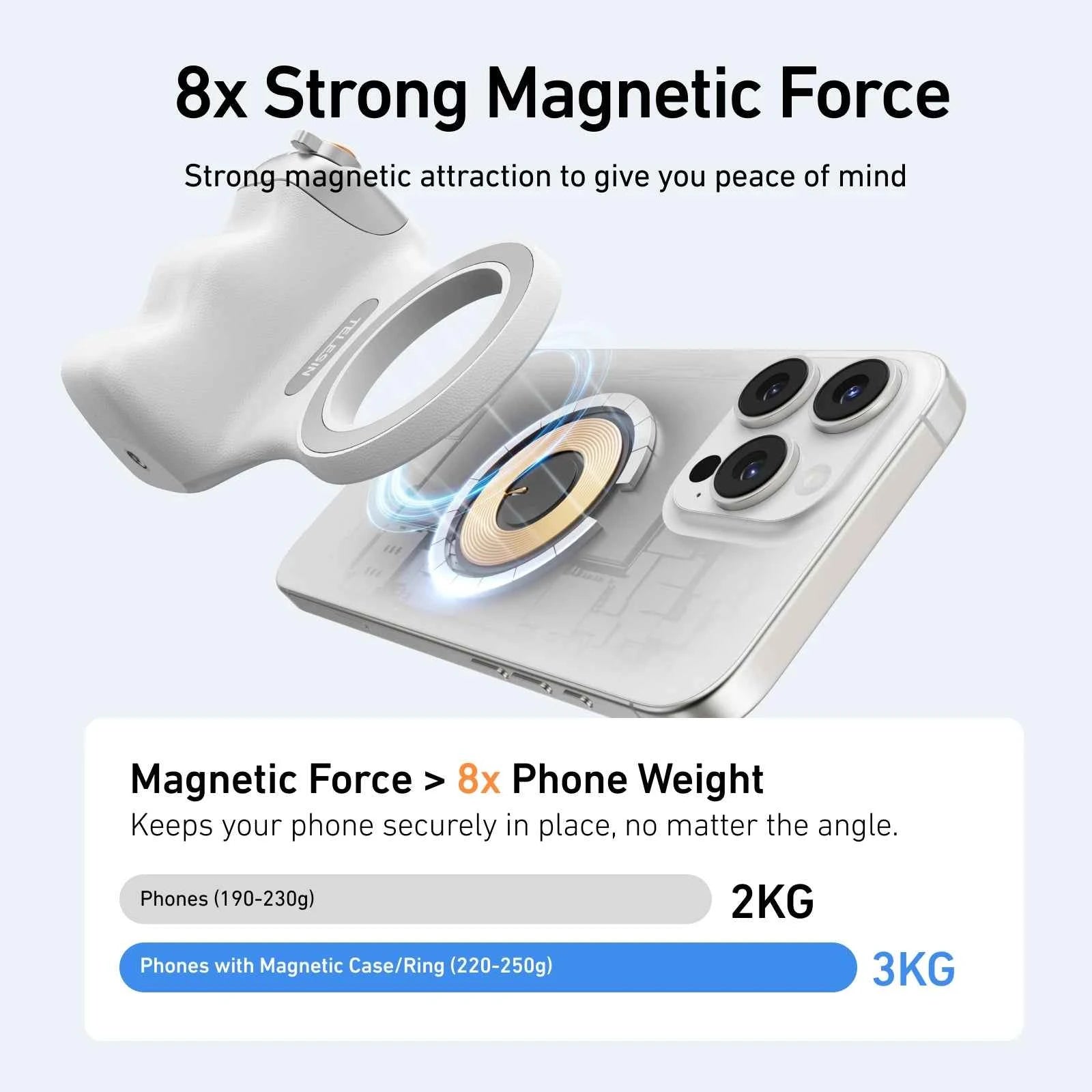 TELESIN Magnetic Phone Camera Shoot Hand Grip Universal Smart Phone Holder Shooting Aid Remote Control Handle for Iphone Andriod