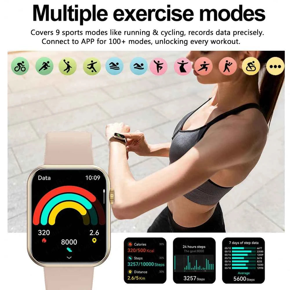 2025 New Sports Smart Watch Men Full Touch Screen Heart Rate Bluetooth Call 1.9 inch AI Voice IP68 Waterproof Smartwatch Women