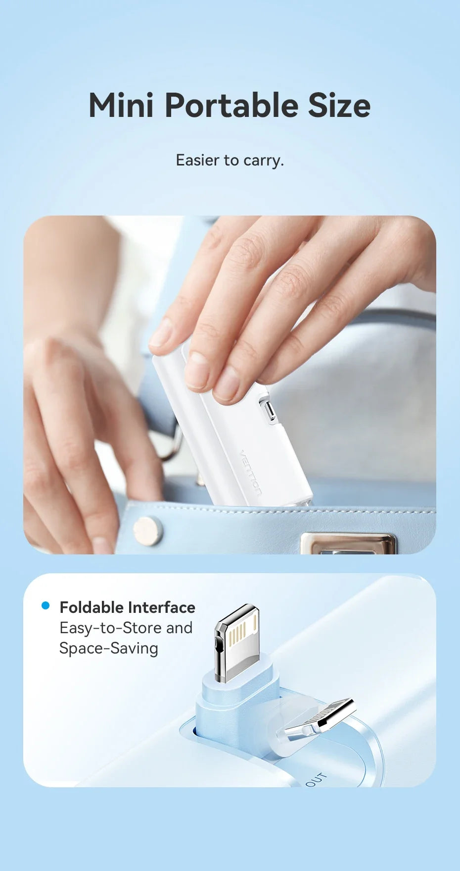 Vention Power Bank 4800mAh PD 22.5W Fast Charging Mini Portable PowerBank for iPhone 15 14 13Pro Max Xiaomi Huawei Phone Charger