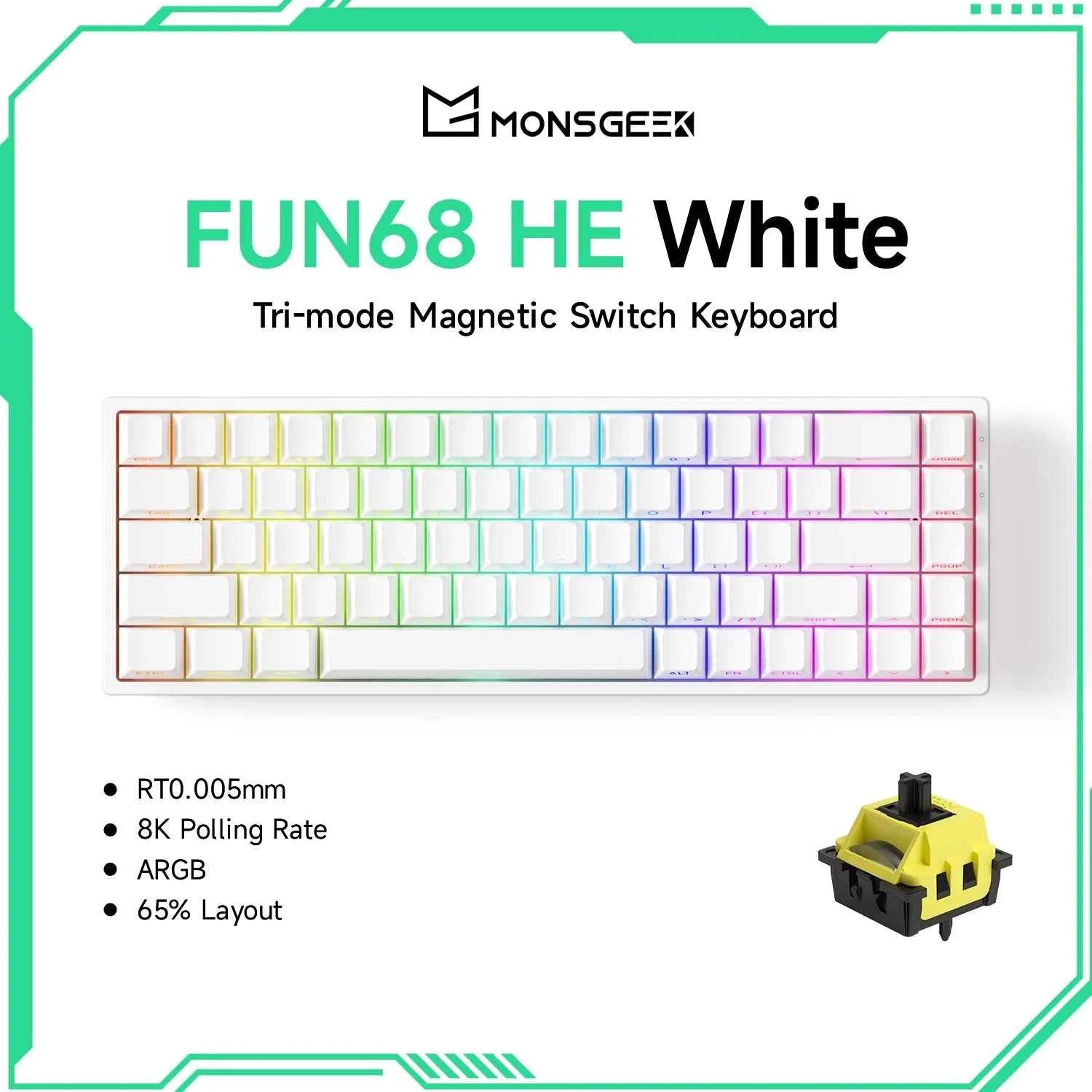 Akko MonsGeek FUN68 FUN60 PRO&MAX HE Magnetic Keyboard 60% 65% Gaming Keyboards Rapid Trigger 8K Custom Keyboard Gaming Esports
