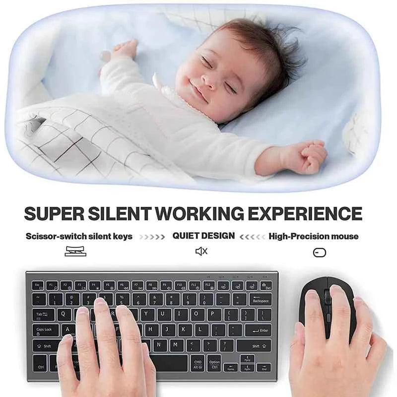 JOMAA Colors Backlit 2.4G Wireless Keyboard and Mouse Combo Rechargeable Bluetooth Keyboard for Windows Laptop