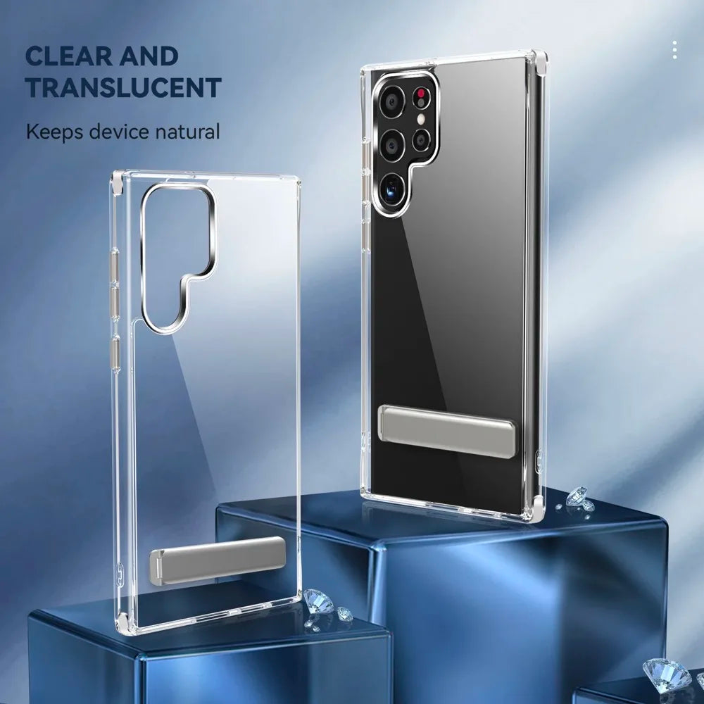 UYUXIO Stand Mobile Phone Case for Samsung Galaxy S25 Ultra  S24 S23 FE S22 Plus Clear Cases with Kickstand Cover with Holder