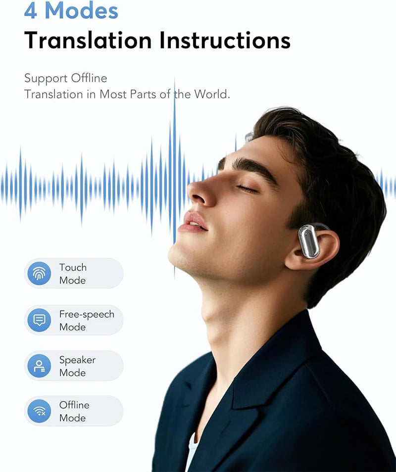 AI Translation Earbuds BT 5.4 Headphones Translator with 144 Languages OWS Real-Time Earphones Ear Buds for Travel Business