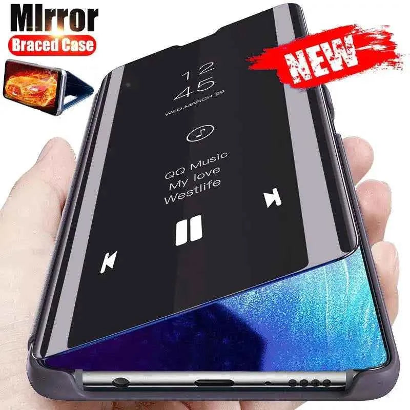 For Samsung Galaxy S26 S25 Ultra Plus FE Edge 5G Smart Mirror Protector Case Flip Holder Shockproof Cover Sumsung S26 Pro Fundas