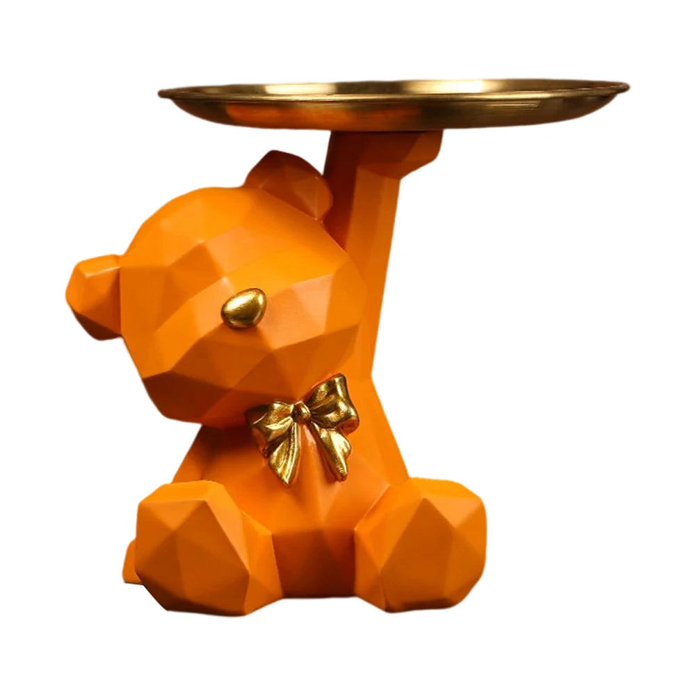 Resin Storage Box Crafts Geometric Bear Resin Desk Decoration Candy Sundries Household Supplies for Office Coffee Shop