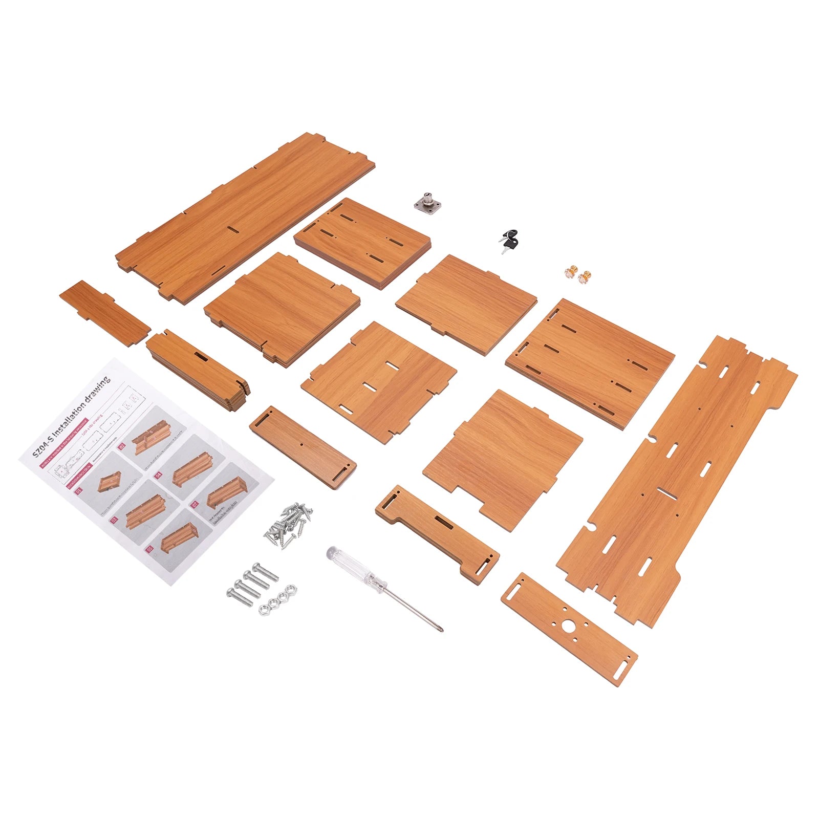 Computer Monitor Stand with Drawers & Keys & Phone Holder, Loading 5KG Computer Rack, Monitor Stand 48*20*13.5cm