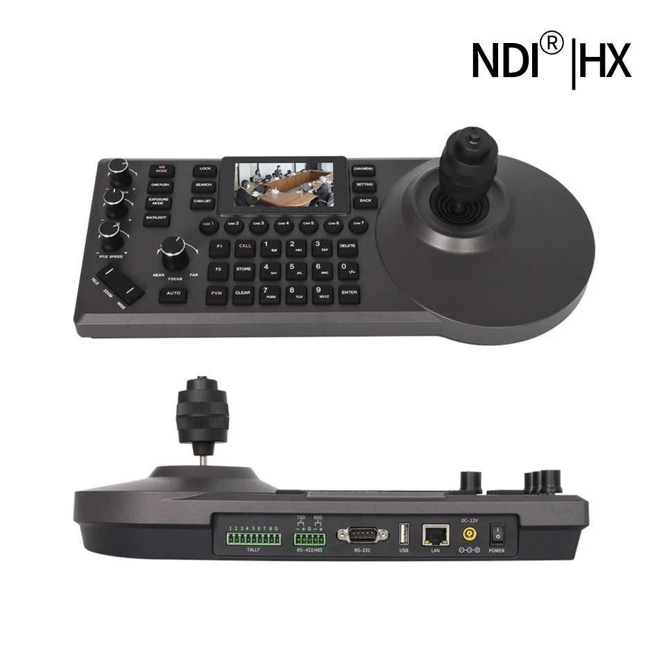 4D Joystick Keyboard NDI POE PTZ Controller 3'' LCD Screen Real-time Preview PTZ Camera Joystick Controller Control 255 Presets