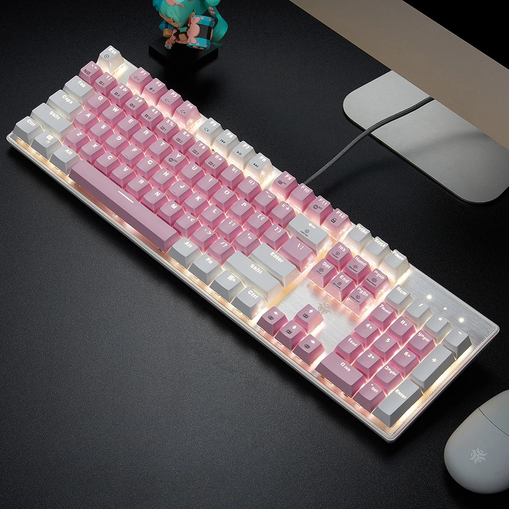 HEXGEARS GK715S Mechanical Keyboard 104key PBT Keycaps Kailh Red Switch Hot Swap White Backlight Gaming Keyboard And Job Typing