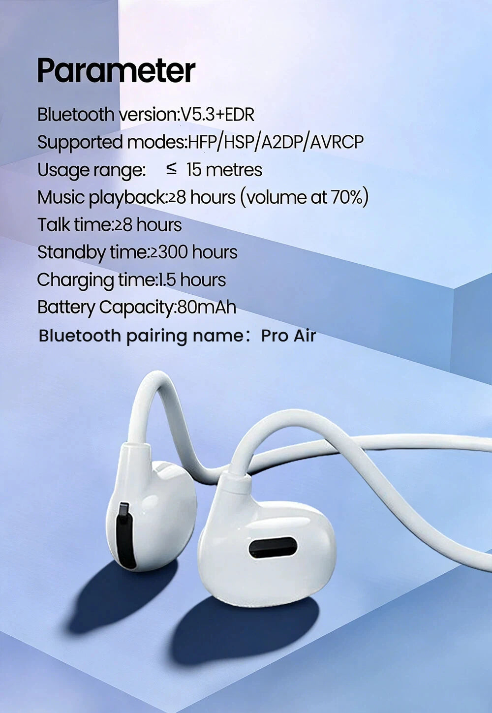 Olaf Sport Bluetooth 5.3 Headphone Wireless Open Air Conduction Earphones Hifi Stereo Sound Sport Gaming Headset  For Phone