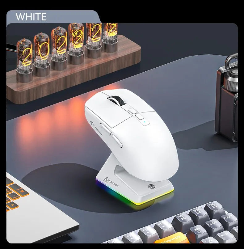 ATTACK SHARK X6 Wireless Macro Gaming Mouse PAW3395 26000 DPI Tri-Mode Wired/2.4G/BT5.2 Connection Magnetic Charging Base Mouse