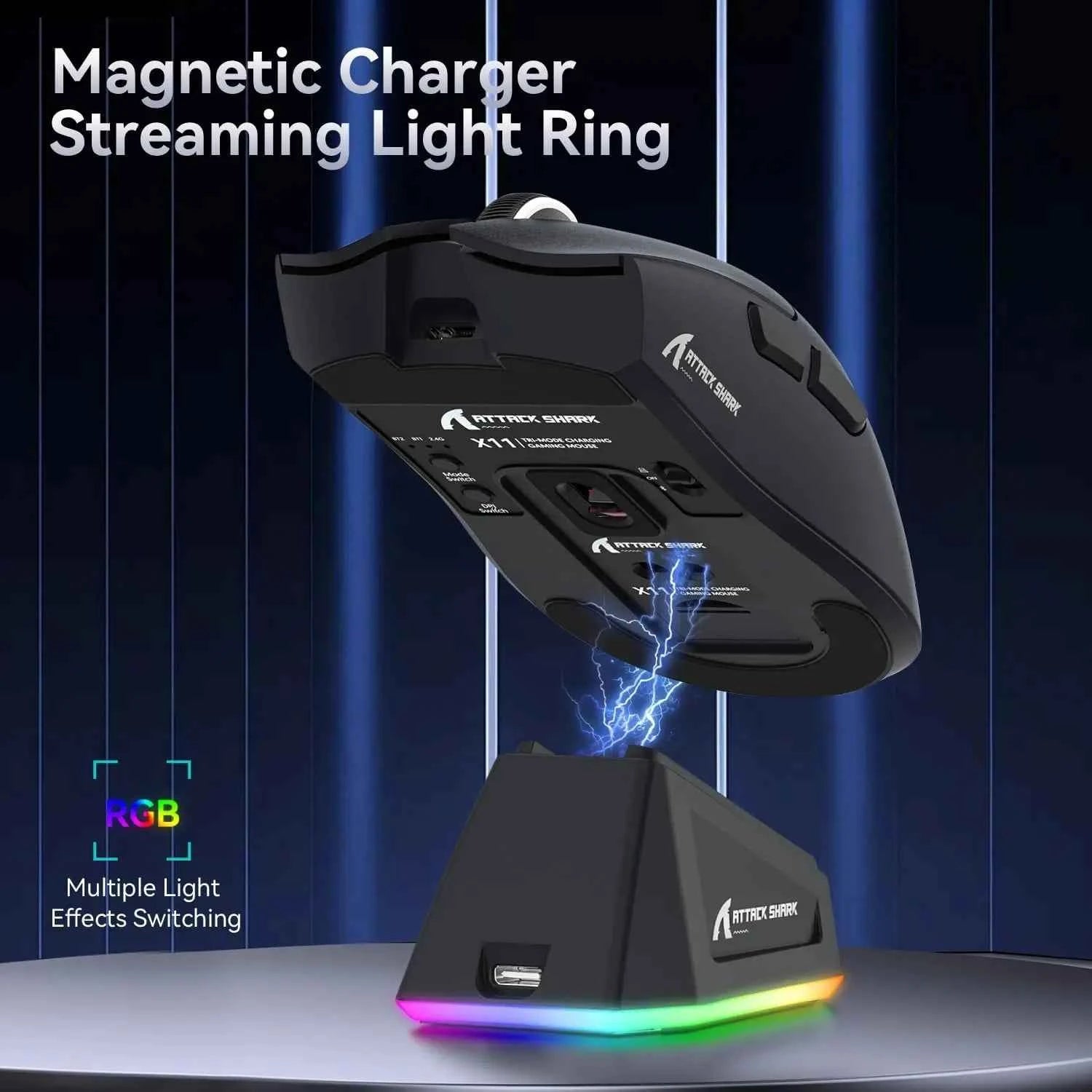 MAMBASNAKE x ATTACK SHARK X11 Gaming Mouse with Magnetic Charging Dock, PixArt PAW3311 Gaming Sensor