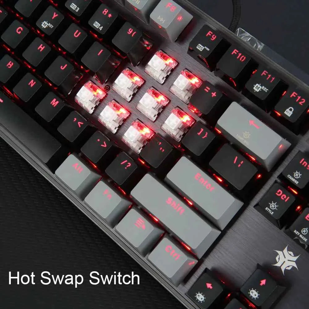 HEXGEARS GK715S Mechanical Keyboard 104key PBT Keycaps Kailh Red Switch Hot Swap White Backlight Gaming Keyboard And Job Typing
