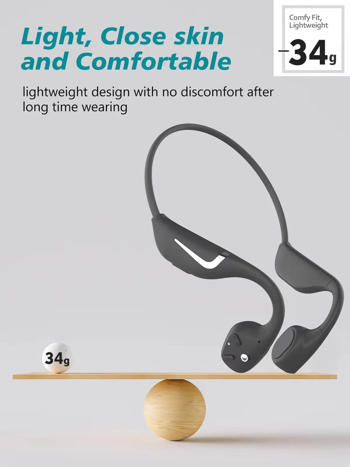 PARAMITA Bone Conduction Wireless Bluetooth Headset BT5.4 Dual Battery Super Long Battery Life Waterproof Sports Running Cycling