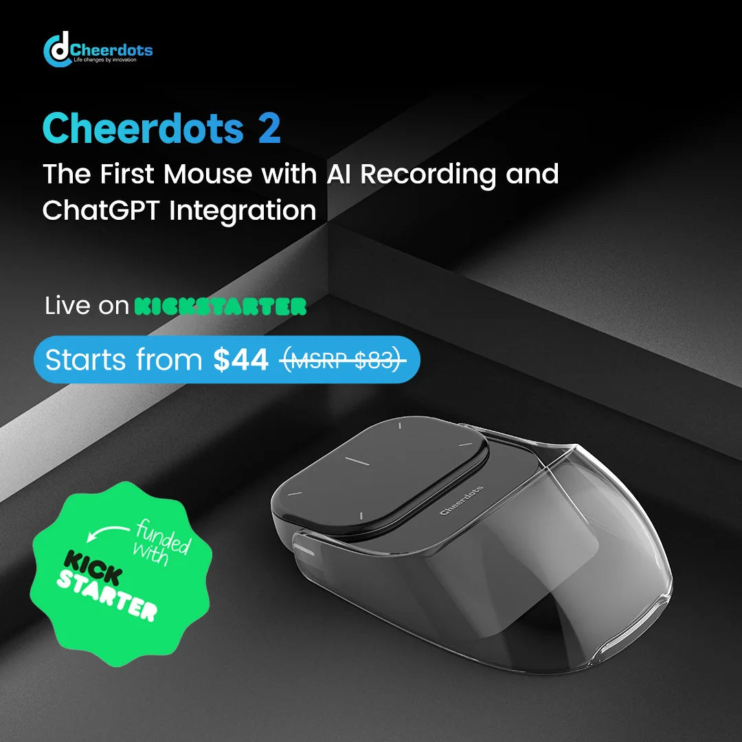 Cheerdots 2 Wireless Controll ChatGpt Detachable Air Mouse Wireless Touchpad All-in-one Pocket AI Recording Enabled Mouse Office