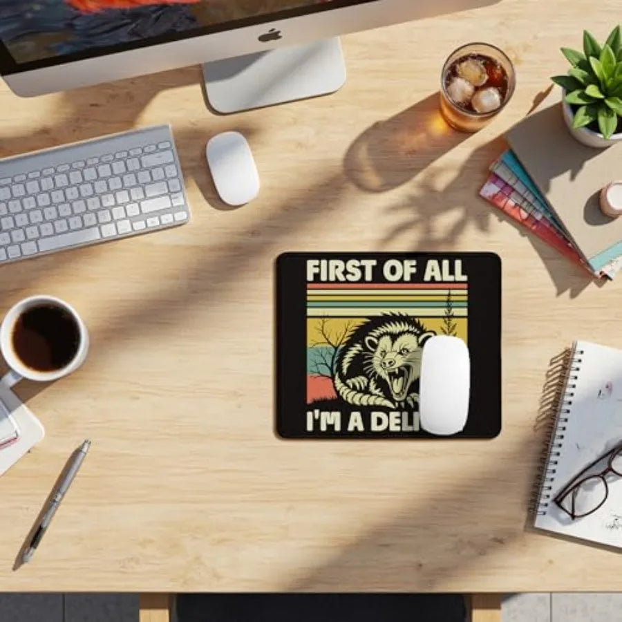 Funny Opossum Mouse Pad, First of All I'm a Delight Opossum Mouse Pad for Desk Home Office Computers Laptop, Funny Opossum Gift