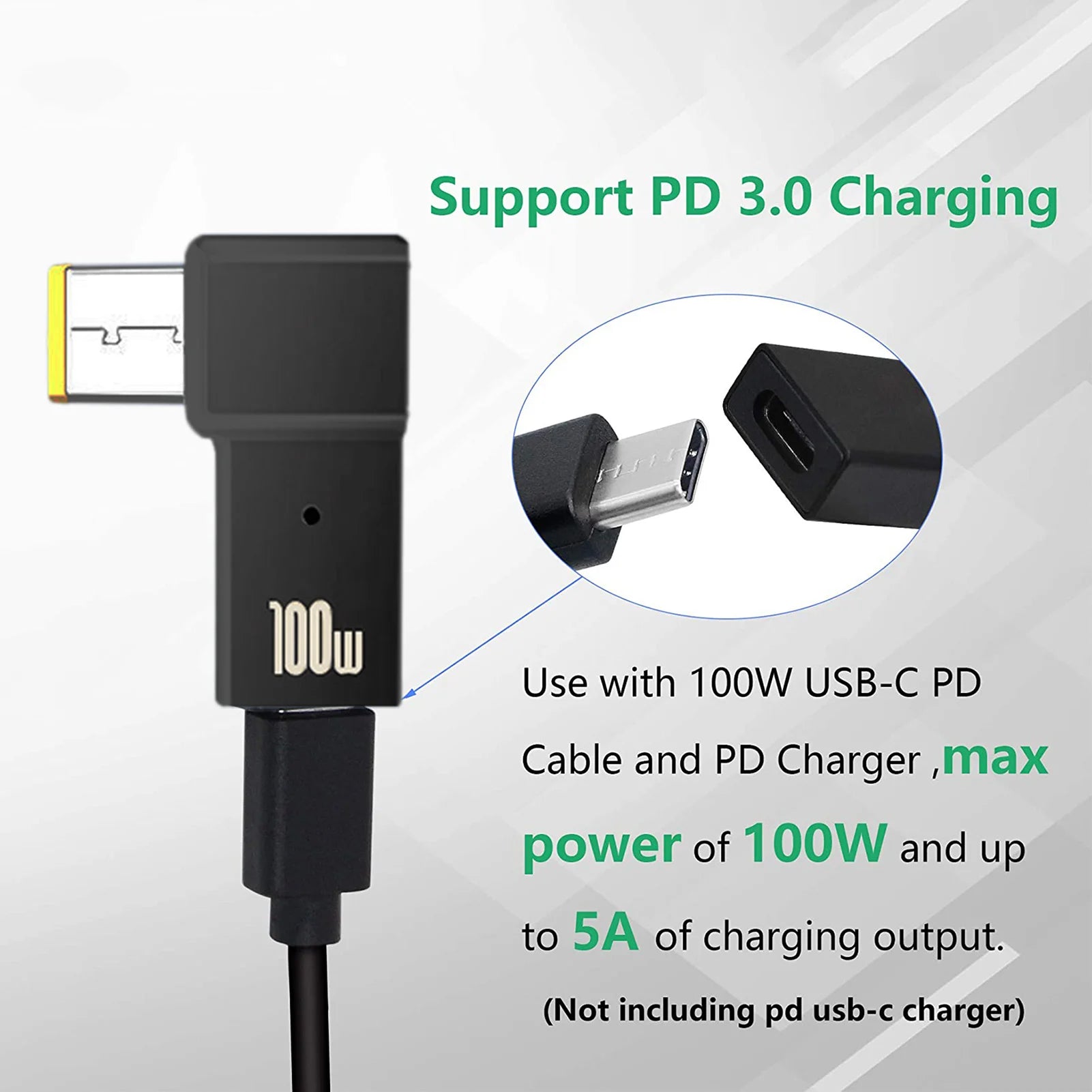 20V/5A 100W PD USB C To Square Tip Adapter ForLenovo Long Slim-Tip Accessories
